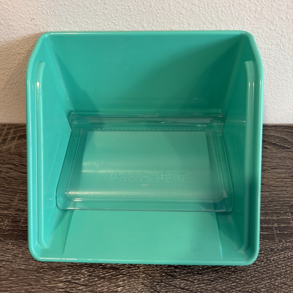 Tupperware Napkin Holder Dispenser #1789 Teal w/Clear Insert #1790 Vintage